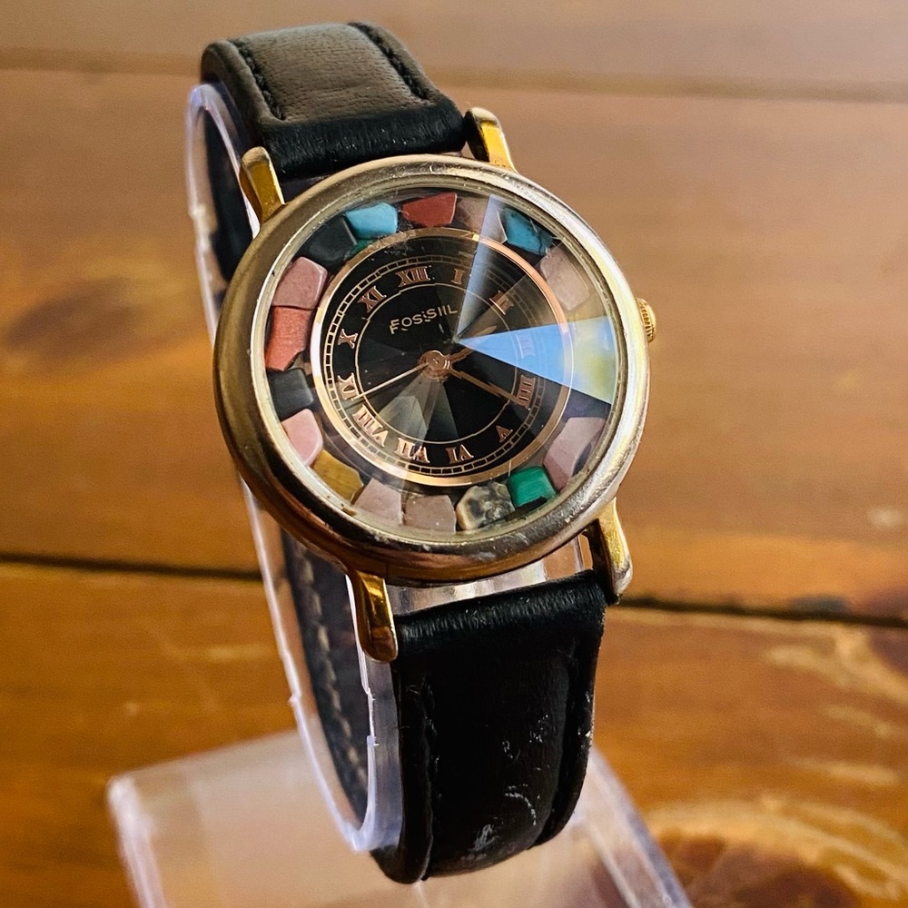 1994 FOSSIL MULTI COLOR STONE WATCH PC-9231
